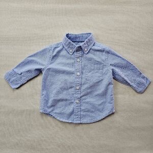 Classic JANIE AND JACK Light Blue Long Sleeve Button Down Shirt 3-6 Months